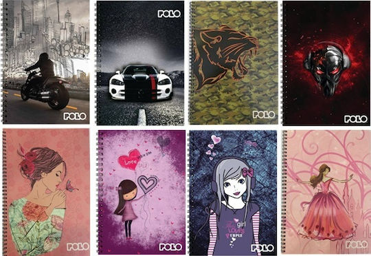 Polo Spiral Notebook Ruled 120 Sheets Dino 1pcs (Μiscellaneous Designs)
