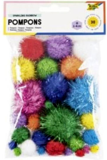 Πομ-πομ Pom-pom Folia Glitter Χρωματιστά 30τεμ 1-4cm