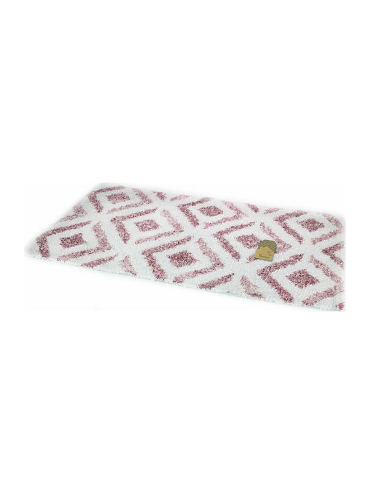 Viosarp Badematte Baumwolle Rechteckig Νο31468 White / Pink 50x80cm