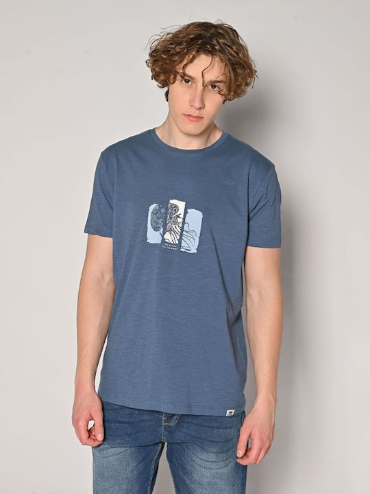Brokers Jeans T-shirt Bărbătesc cu Mânecă Scurtă Albastru