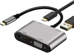 Μετατροπέας 4in1 Hdmi Vga Usb3.0 Pd