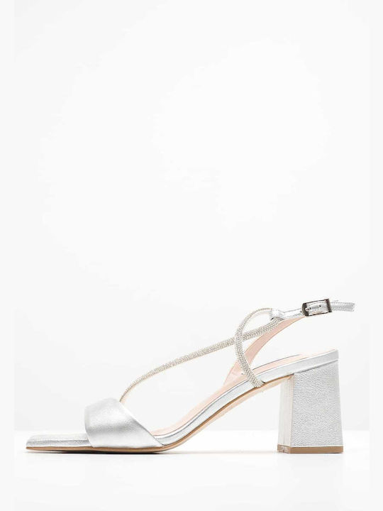 Mortoglou Leather Women's Sandals Silver