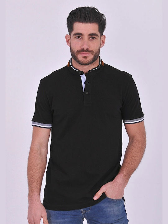 Clever Bluza Bărbătească cu Mânecă Scurtă Polo BLACK