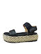 Leather Women's Flat Sandals Anatomic Flatforms in Black Color