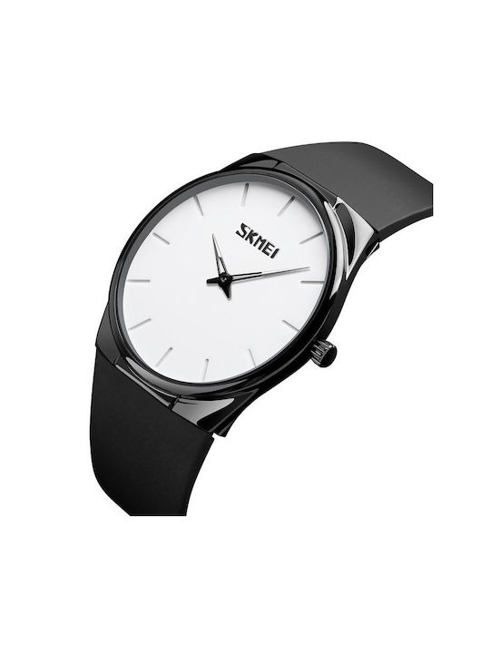 Skmei Watch Battery with Rubber Strap Black White