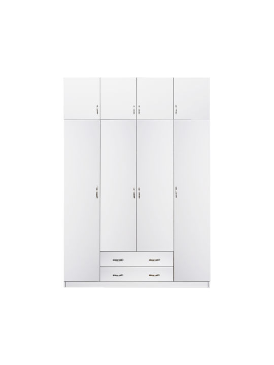 Vier Türen Kleiderschrank mit Aufsatz White 200...