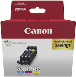 Canon CLI-526 4541B018 Γνήσιο Μελάνι InkJet Κίτρινο / Κυανό / Ματζέντα