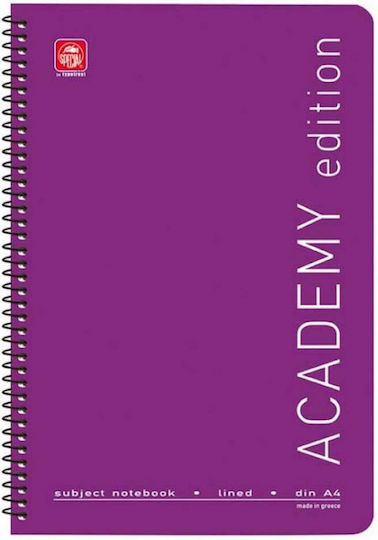Typotrust Σπιράλ Τετράδιο Ριγέ Α4 4 Θεμάτων Academy Μωβ