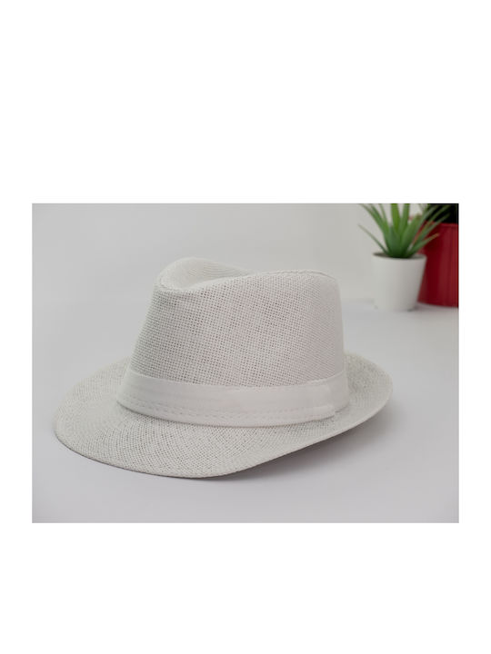 Α&Κ Pălărie pentru Copii Fedora Wicker Alb