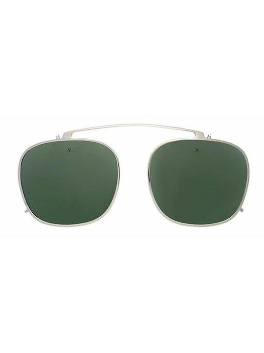 Men's Sunglasses with White Metal Frame and Green Lens