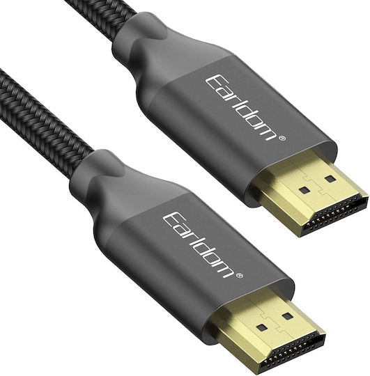 Earldom HDMI 1.4 High Speed 1080p 120Hz Braided Cable HDMI male - HDMI male 3m Μαύρο