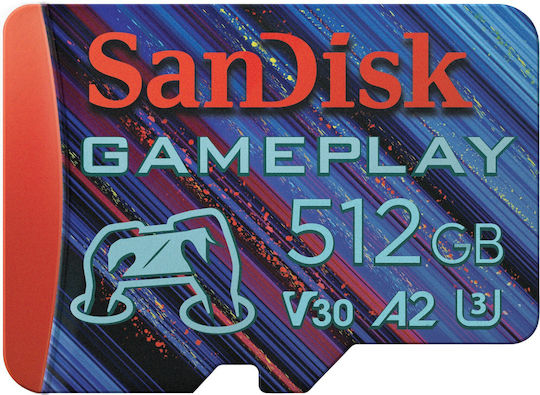 Sandisk Gameplay SDXC 512GB U3 V30 A2 UHS-I 190MB/s με αντάπτορα