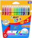 BIC Kids Couleur Μαρκαδόροι Ζωγραφικής Λεπτοί, Πλενόμενοι Σετ 12 χρώματα
