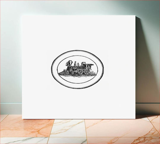 Steam Engine Train Stamp Design From Gemälde auf Leinwand 110x110cm