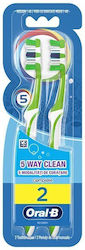 Oral-B Complete 5 Way Clean 40 1+1 Manual Toothbrush Medium Green - Green 118835 2pcs