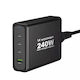 Wozinsky GaN с USB-A порт и 3 USB-C порта 240W Черен (WGCSB)