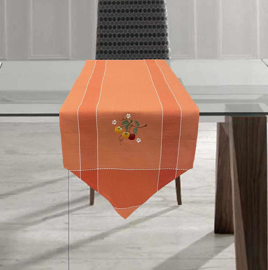 Linea Home Ράνερ Λινό Cherry Πορτοκαλί 40x140εκ.