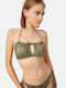 Minerva Padded Bikini Bra with Adjustable Straps Green Animal Print