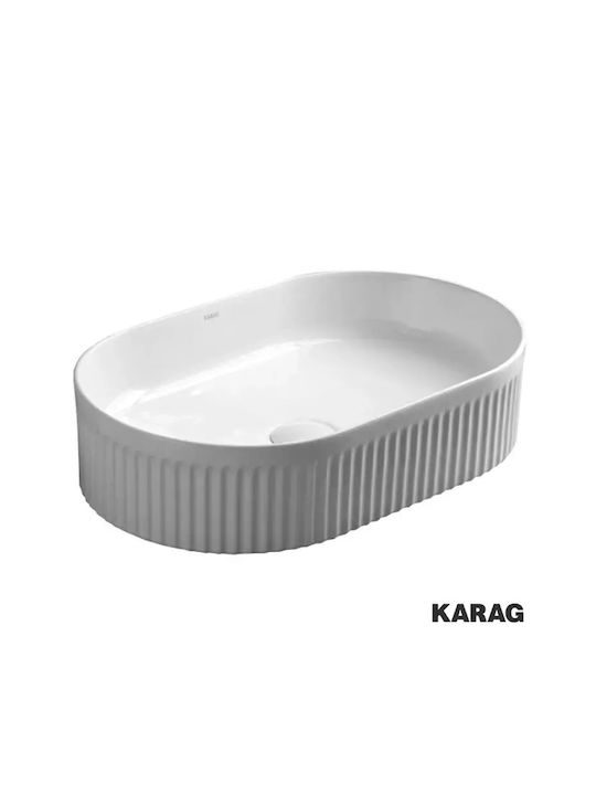 Karag Aufsatzwaschbecken Porzellan 50x32x12.2cm Weiß