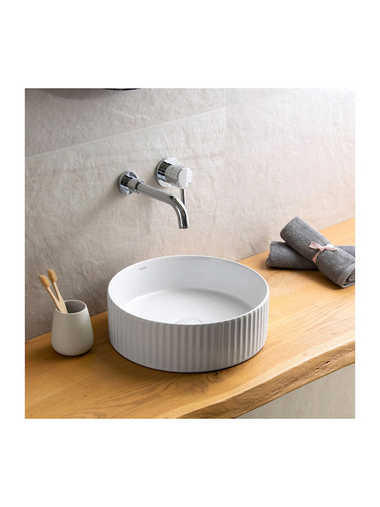 Karag Aufgesetztes Waschbecken Porzellan 36x36x12.5cm Weiß