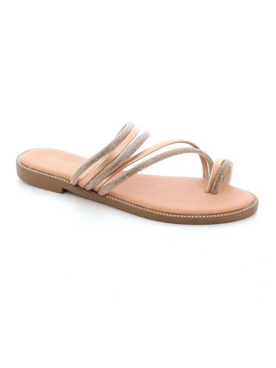 B-Soft Leather Women's Flat Sandals Anatomic in Gold Color