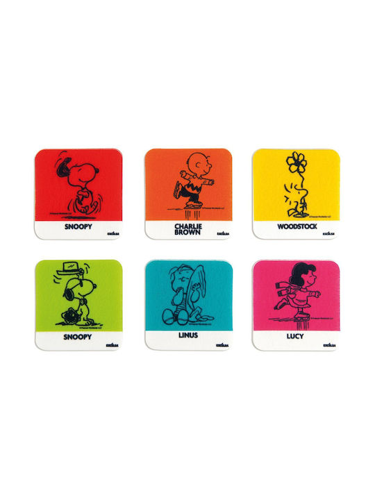 Excelsa Peanuts Coaster Fabric Multicolour 6pcs