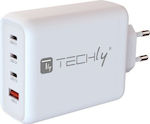 Techly Charger Without Cable with USB-A Port and 3 USB-C Ports 140W Power Delivery Whites (IPW-PD140W-WH)