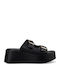 Women's Leather Platform Shoes Black