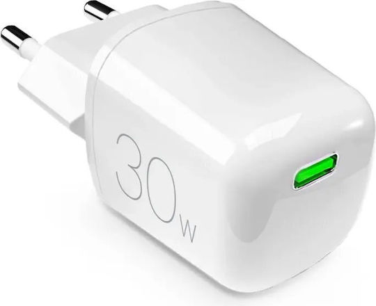 Puro Ladegerät ohne Kabel GaN mit USB-C Anschluss 30W Stromlieferung Weißs (MiniPro)