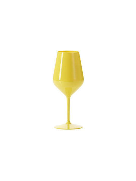 Ready Glas für Weißwein aus Plastik in Gelb Farbe Kelch 1Stück
