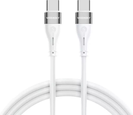 Wozinsky Cablu USB 2.0 USB-C Masculin - USB-C 65W PD Alb 1m WSTCC1
