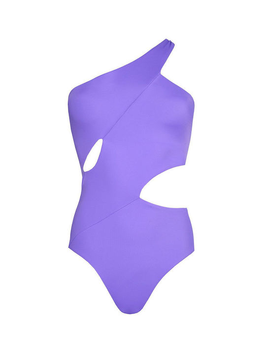 SugarFree One-Piece Swimsuit with One Shoulder & Padding purple
