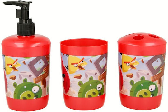 Angry Birds Σετ Αξεσουάρ Μπάνιου Πλαστικό Κόκκινο 3τμχ