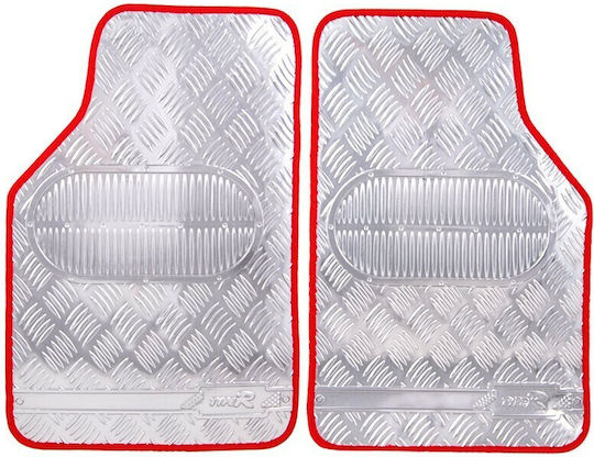 Set Covorașe Față și Spate 2buc din Aluminiu Argintiu / Roșu