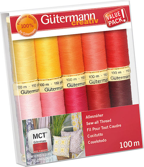 Set 10 Nähgarn Rot Gelb 734006-4 Gutermann