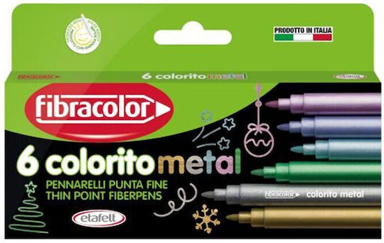 Fibracolor Colorito Metal Fine Writing Markers Set 6 Metallic Colors 550mz006se Fibracolor