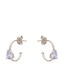 Hanging Earrings Half Zircon Silver Lilac
