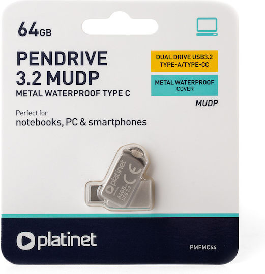 Platinet 64GB USB 3.2 Стик с връзка USB-A & USB-C
