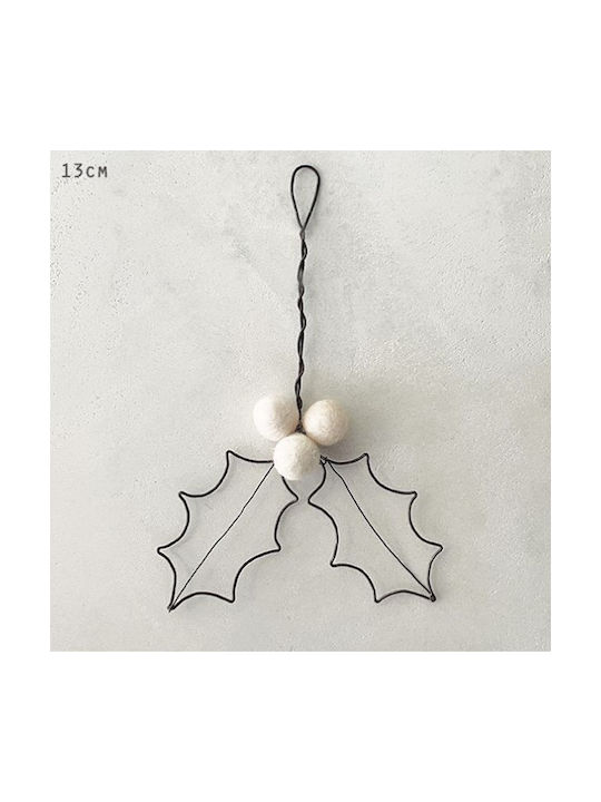 Synchronia Christmas Hanging Ornament White With Gold Dust With Beads White