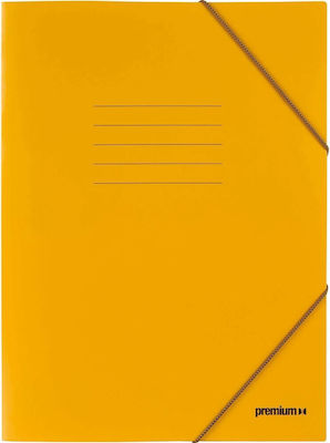 Premium Folder Prespan with Rubber Band and Ears for Paper A4 Yellow