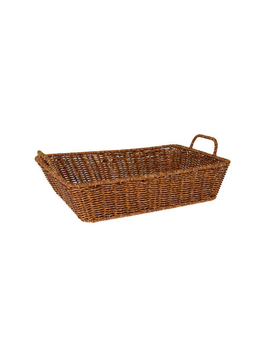 Decorative Basket Rattan with Handles Brown 37x27x8.5cm Iliadis