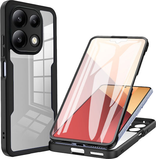 Techsuit ColorVerse 360 Full Cover Σιλικόνης Σετ με Τζαμάκι Μαύρο (Redmi Note 13 4G)