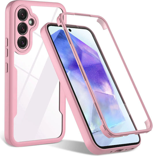 Techsuit ColorVerse 360 Vollschutz Silikon Rosa Handyhülle für Galaxy A55