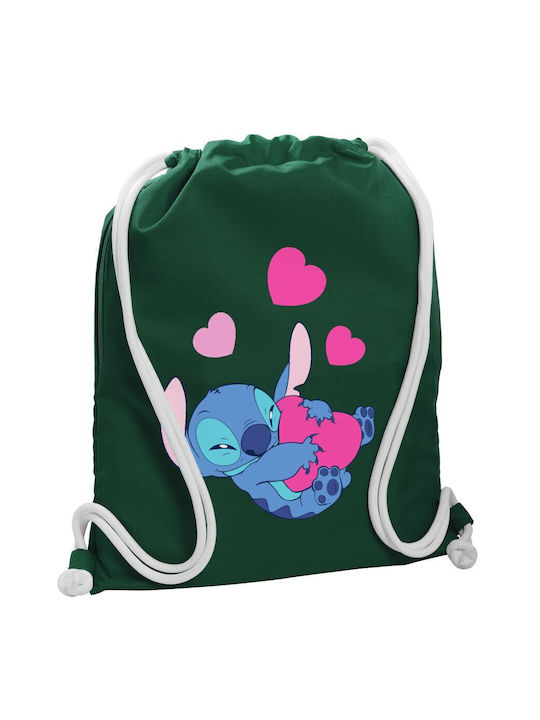Koupakoupa Lilo & Stitch Hugs And Hearts Τσάντα Πλάτης Γυμναστηρίου Πράσινη