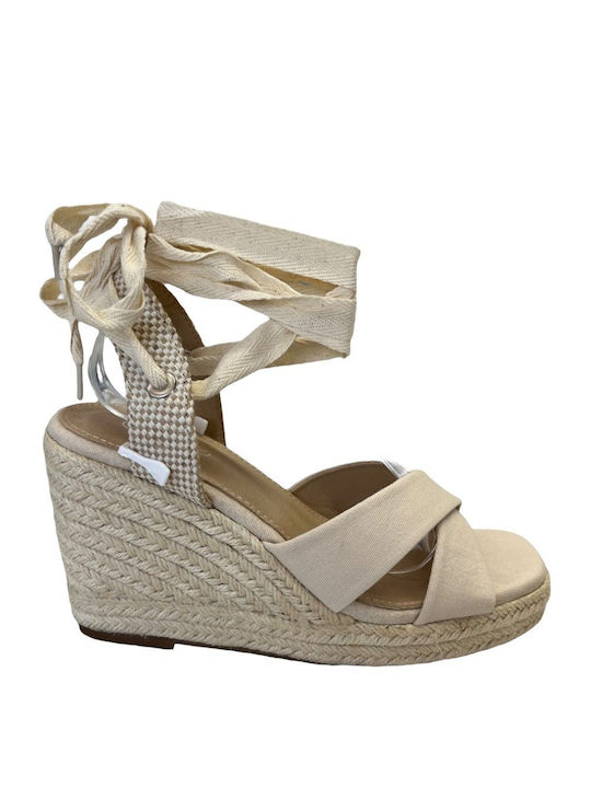 Siamoshoes Women's Suede Ankle Strap Platforms Beige