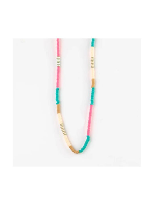 Necklace Fimo Turquoise Fuchsia Cream Beige