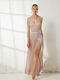 Enzzo Maxi Evening Dress Wrap Pink