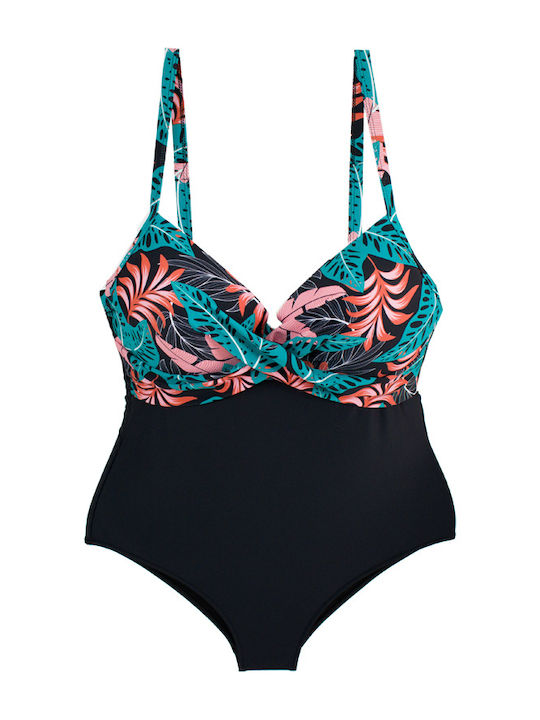 Bonito Costum de baie întreg Floral Black