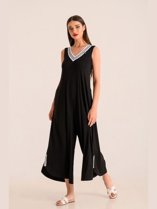 Derpouli Women's Sleeveless One-piece Suit BLACK