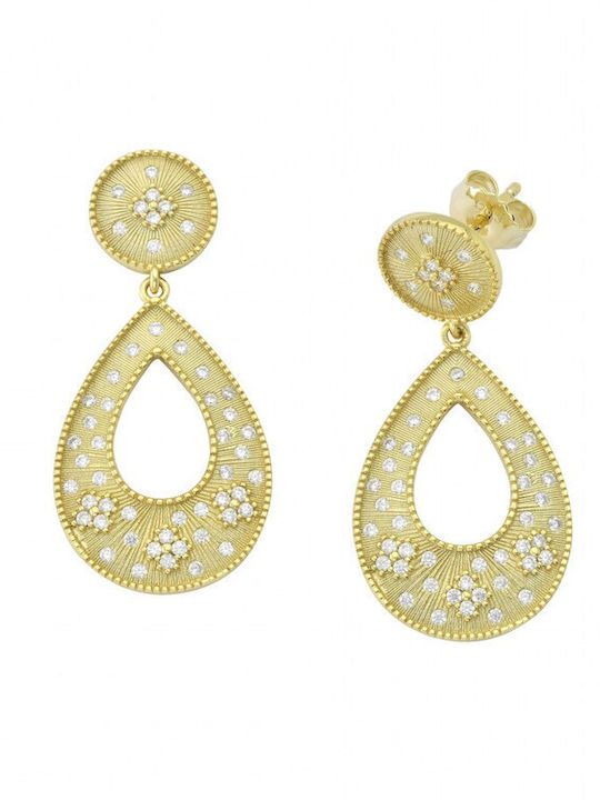 Silver Union Earrings made of Silver Gold Plated with Stones